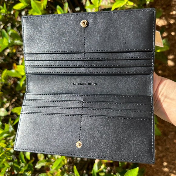 Michael Kors REED Large Flap Bifold Snap Wallet Black - Picture 3 of 8